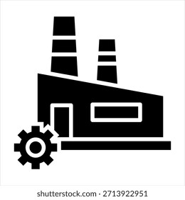 Ilustración vectorial de icono de glifo de fábrica