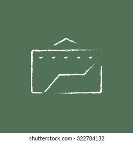 Factory hand drawn in chalk on a blackboard vector white icon isolated on a green background.