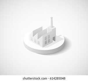 Factory hangar of isometric city icon. Dimensional sign and symbol on industrial theme with building for real estate agencies and sites