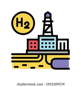 factory hydrogen color icon vector. factory hydrogen sign. isolated symbol illustration