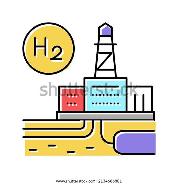 factory hydrogen color icon vector. factory\
hydrogen sign. isolated symbol\
illustration