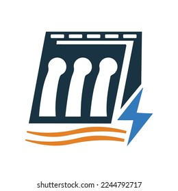 Fábrica, energía hidroeléctrica, icono de la industria. Logo de vector modificable.