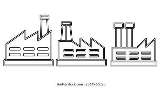 Diseño de línea negra con icono de fábrica. Ilustración vectorial de material.