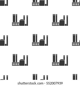 Factory icon in black style isolated on white background. Factory pattern stock vector illustration.