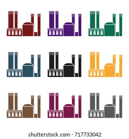Factory icon in black style isolated on white background. Factory symbol stock vector illustration.