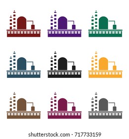 Factory icon in black style isolated on white background. Factory symbol stock vector illustration.