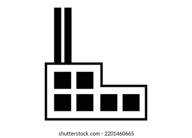 Factory icon black white flat design - vector illustration