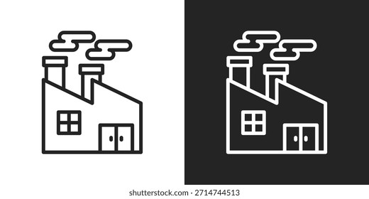 Factory Icon In Black And White Line Style