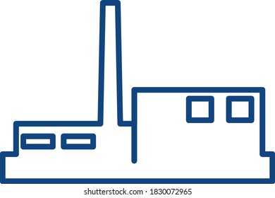 Fabriksymbol in Blau, einzeln auf weißem Hintergrund. Vektorgrafik. flache Infografiken.