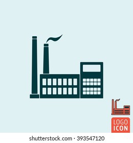 Factory icon. Factory building symbol. Industry icon isolated. Vector illustration