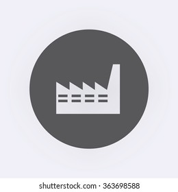 Factory icon in circle . Vector illustration