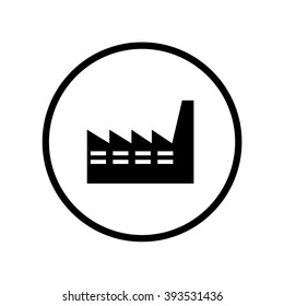 Factory icon in circle . Vector illustration