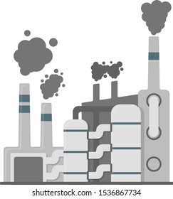 Factory Icon. Factory CO2, Pollution Symbol, Icon and Badge. Cartoon Vector illustration.