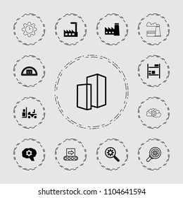Factory icon. collection of 13 factory filled and outline icons such as forklift, gear, building, conveyor, cargo barn. editable factory icons for web and mobile.