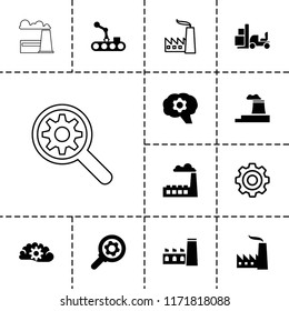 Factory icon. collection of 13 factory filled and outline icons such as gear, forklift. editable factory icons for web and mobile.