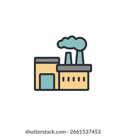 coleção de ícones de fábrica .design estilo com fundo