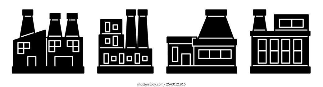Factory icon collection. Stock vector illustration.