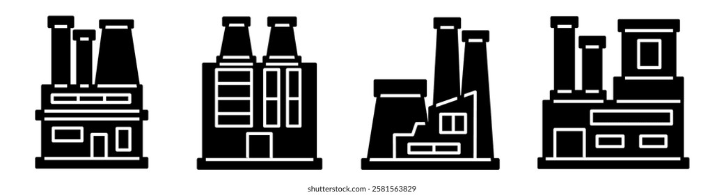 Factory icon collection. Stock vector illustration.