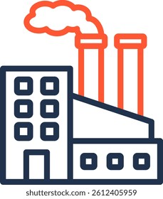 Factory Icon Color Line Vector Illustration