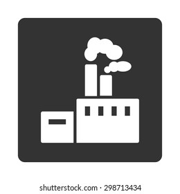 Factory icon from Commerce Buttons OverColor Set. Vector style is white and gray colors, flat square rounded button, white background.