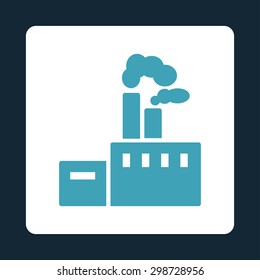 Factory icon from Commerce Buttons OverColor Set. Vector style is blue and white colors, flat square rounded button, dark blue background.