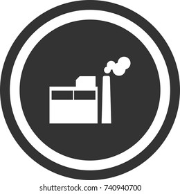 Factory icon , dark round sign design