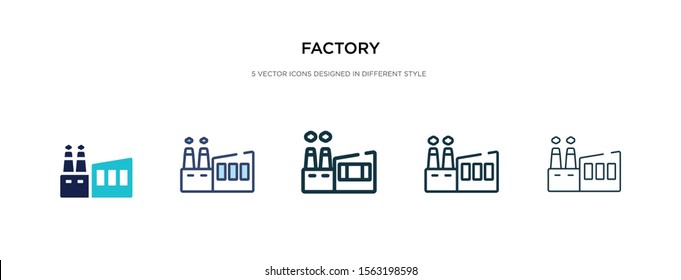 factory icon in different style vector illustration. two colored and black factory vector icons designed in filled, outline, line and stroke style can be used for web, mobile, ui