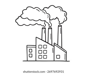 ícone de fábrica rabiscar desenhado à mão. Símbolo clipart de desenho de linha de tópicos. Ilustração vetorial