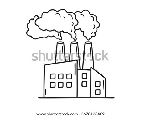 factory icon doodle hand drawn. Outline line drawing clipart symbol. Vector illustration