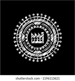factory icon drawn chalk emblem, retro style, chalk or chalkboard texture