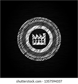 factory icon drawn chalk emblem, retro style, chalk or chalkboard texture