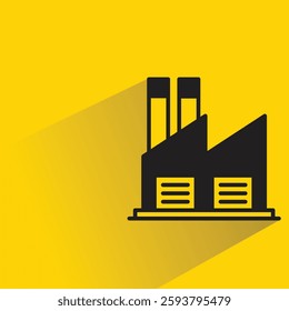 factory icon with drop shadow on yellow background