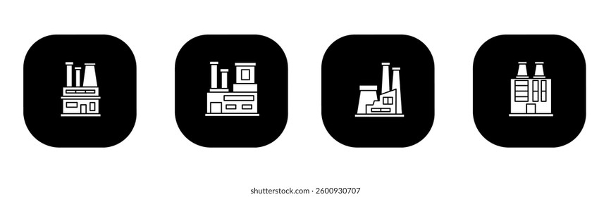 Factory icon in flat. Factory icon design. Stock vector.