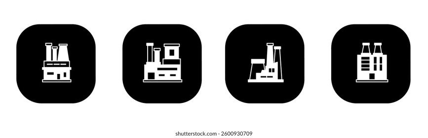 Factory icon in flat. Factory icon design. Stock vector.
