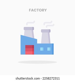 Factory icon flat. Vector illustration on white background. Can used for web, app, digital product, presentation, UI and many more.