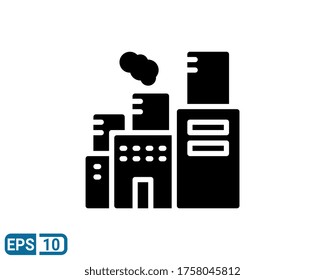 factory icon in glyph style isolated on white background. EPS 10