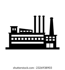 Factory icon - hand drawn black and white vector illustration.