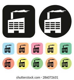 Factory icon. Industrial building factory and power plants icon. Vector