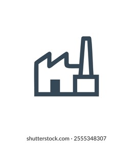 Factory icon for industrial, manufacturing, and production design themes, representing eco-friendly industry.