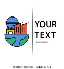 Icono de fábrica industria, construcción, ingeniero, planta de energía nuclear para aplicaciones web logotipo icono de cartel - Vector