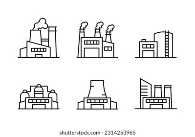 Factory icon industry, building, engineer, nuclear power plant for app web logo banner poster icon - Vector