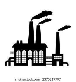 Factory icon. Industry. Industrial enterprise. Black silhouette. Front view. Vector simple flat graphic illustration. Isolated object on a white background. Isolate.