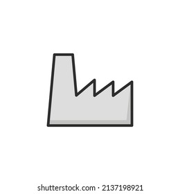 Fabriksymbol. Branchenlogo. Vektorgrafik. Einzeln auf weißem Hintergrund. Bearbeitbarer Stroke