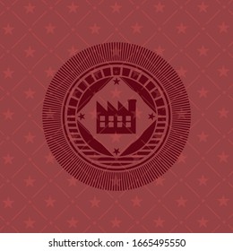 factory icon inside badge with red background