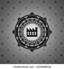 factory icon inside black emblem