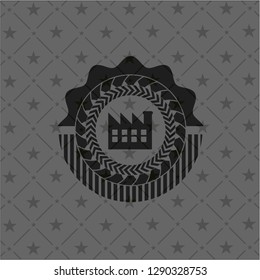 factory icon inside black emblem. Vintage.