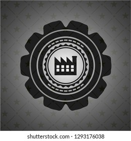 factory icon inside black emblem