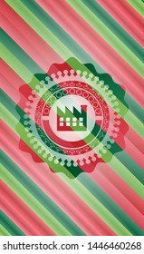 factory icon inside christmas emblem.