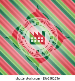 factory icon inside christmas emblem.