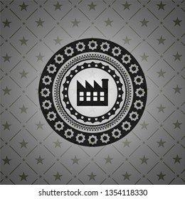 factory icon inside dark emblem. Retro